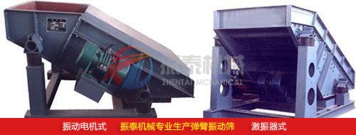 懸臂篩網(wǎng)振動(dòng)篩（彈臂振動(dòng)篩）振動(dòng)電機(jī)式、激振器式